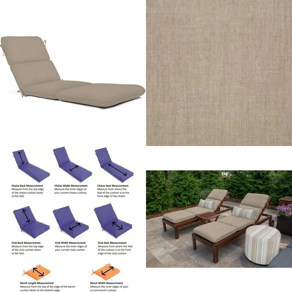 

Outdoor Chaise Lounge Cushions - 22 Wide x 74 Long x 3.5 Thick, Comfortable and Durable Patio Cushion with Style for Relaxation