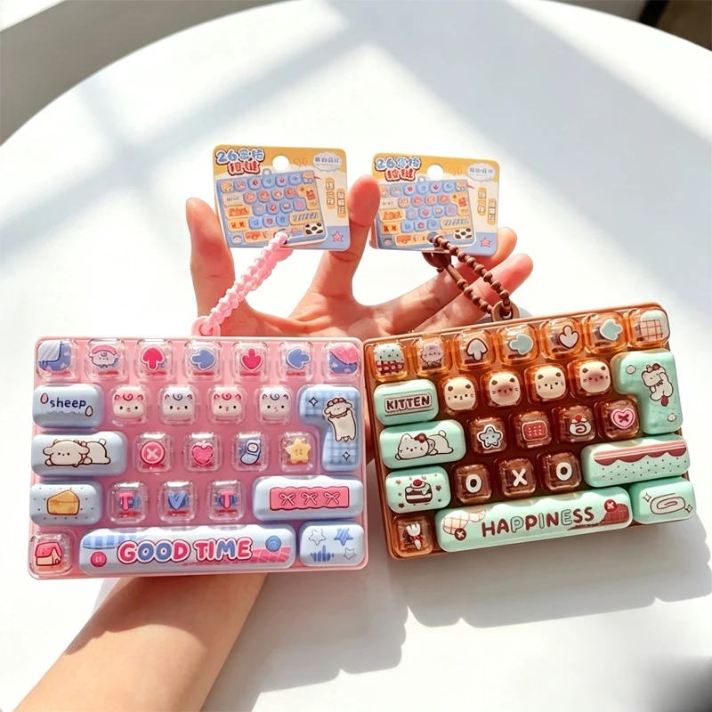 26Grid Keycap /.Clicker Anti Stress .Fidget Keyboard Keychain Decompression Button Cartoon Hand Relax Party Favor Gift 26구 키캡 키링