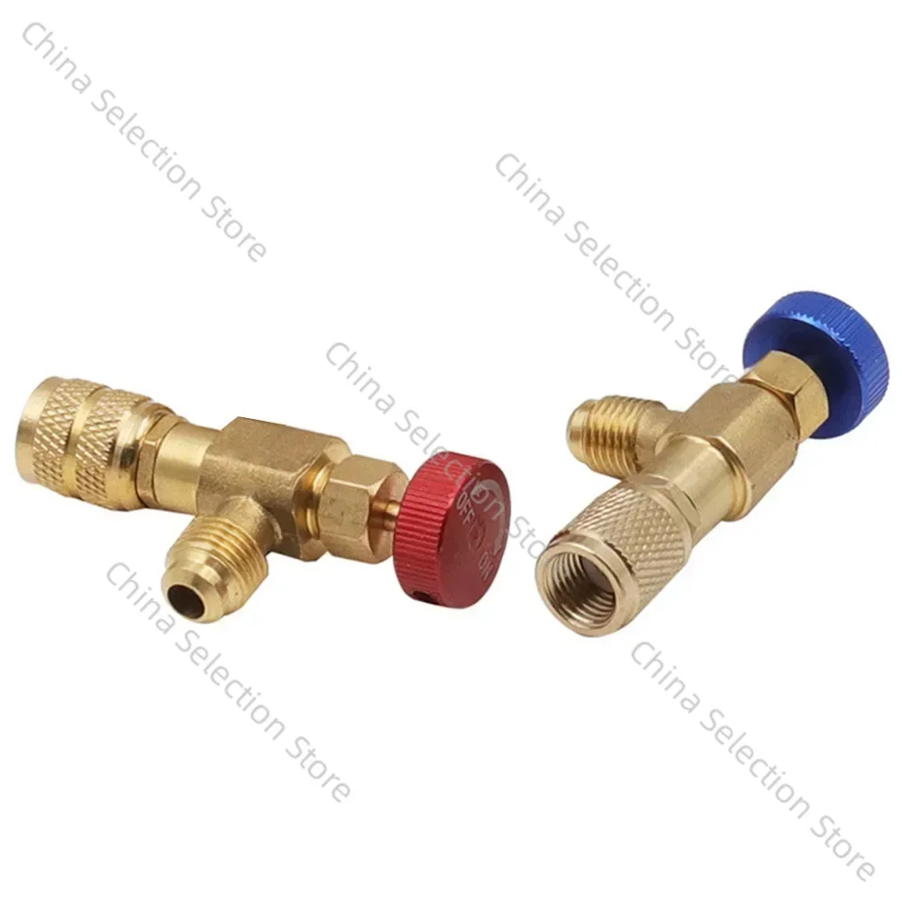 2PCS Air Conditioning Fluorine Safety Manual Valve Adapter R22/R410 Connector Air Conditioning Adapter HVAC Tools