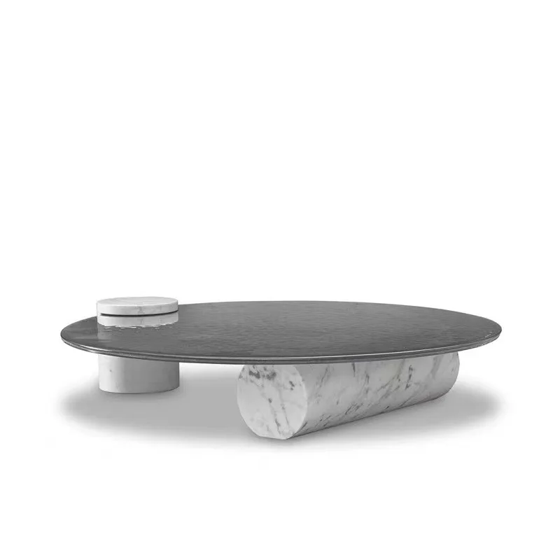Italian light luxury glass coffee table modern simple marble living room home designer creative Internet celebrity round