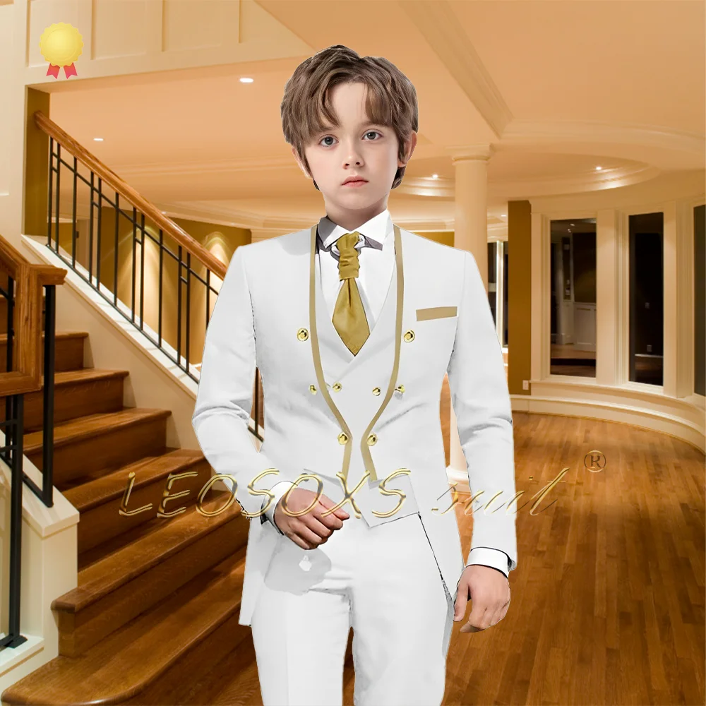 

Children's long tuxedo with hem collar 3-piece suit, 3-16 years old boys elegant wedding party graduation ceremony formal suit