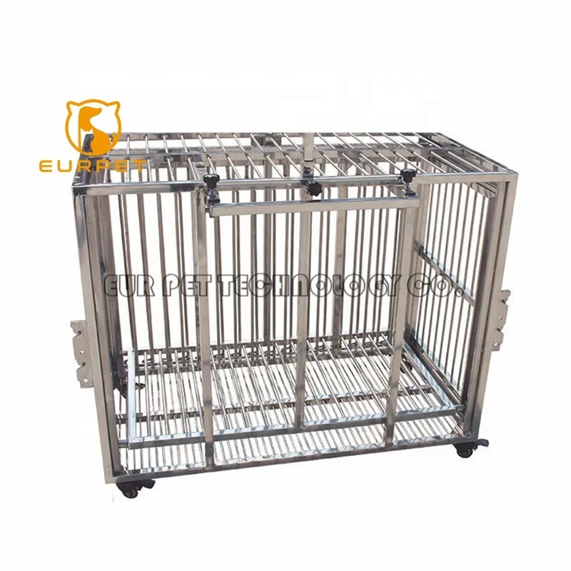 EUR PET popular high-strength solid stainless round steel vet cage with automatic lock for injection and anaesthesia