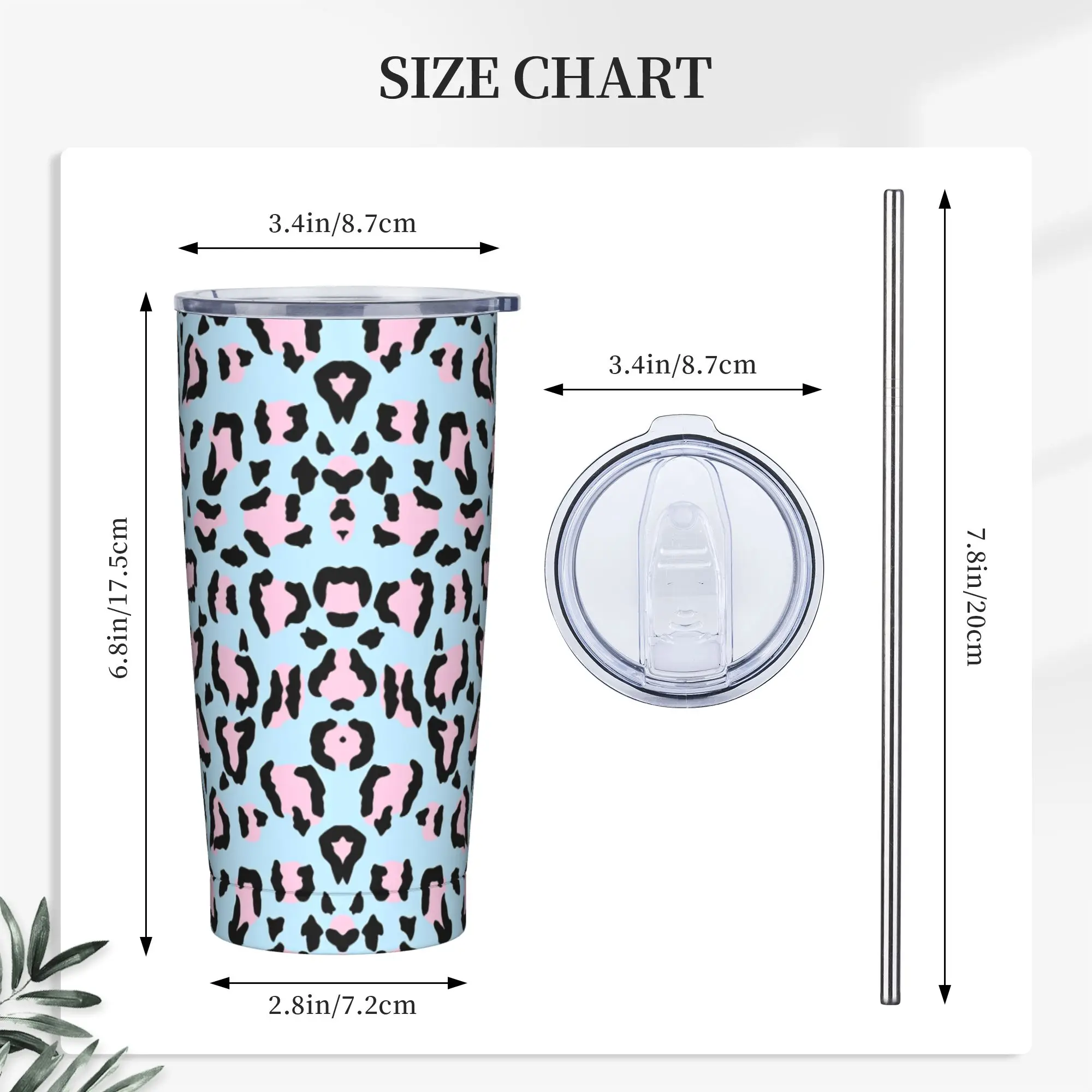 

Leopard print Tumbler Hot Drinks Water Bottle Leakproof Stainless Steel Coffee Mug Custom Beach Car Mugs