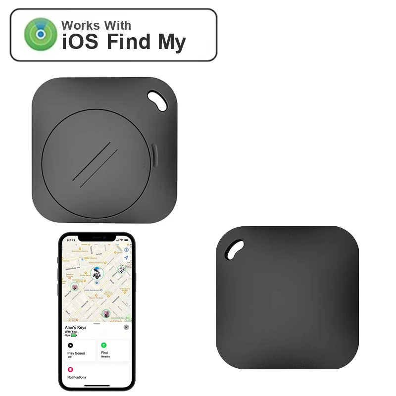 모바일 도난 방지 GPS 추적기, 미니 블랙 스퀘어 로케이터, iOS 시스템과 함께 사용, 내 앱 찾기, 새로운 손실 방지