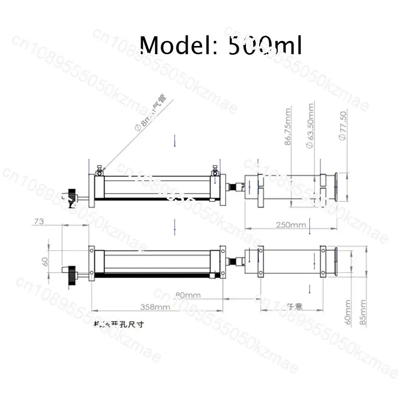 FOR Filling Machine Pneumatic Piston Pump Cylinder Cylinder Assembly Pneumatic Filling Machine 5-5000ml Paste Filling Assembly
