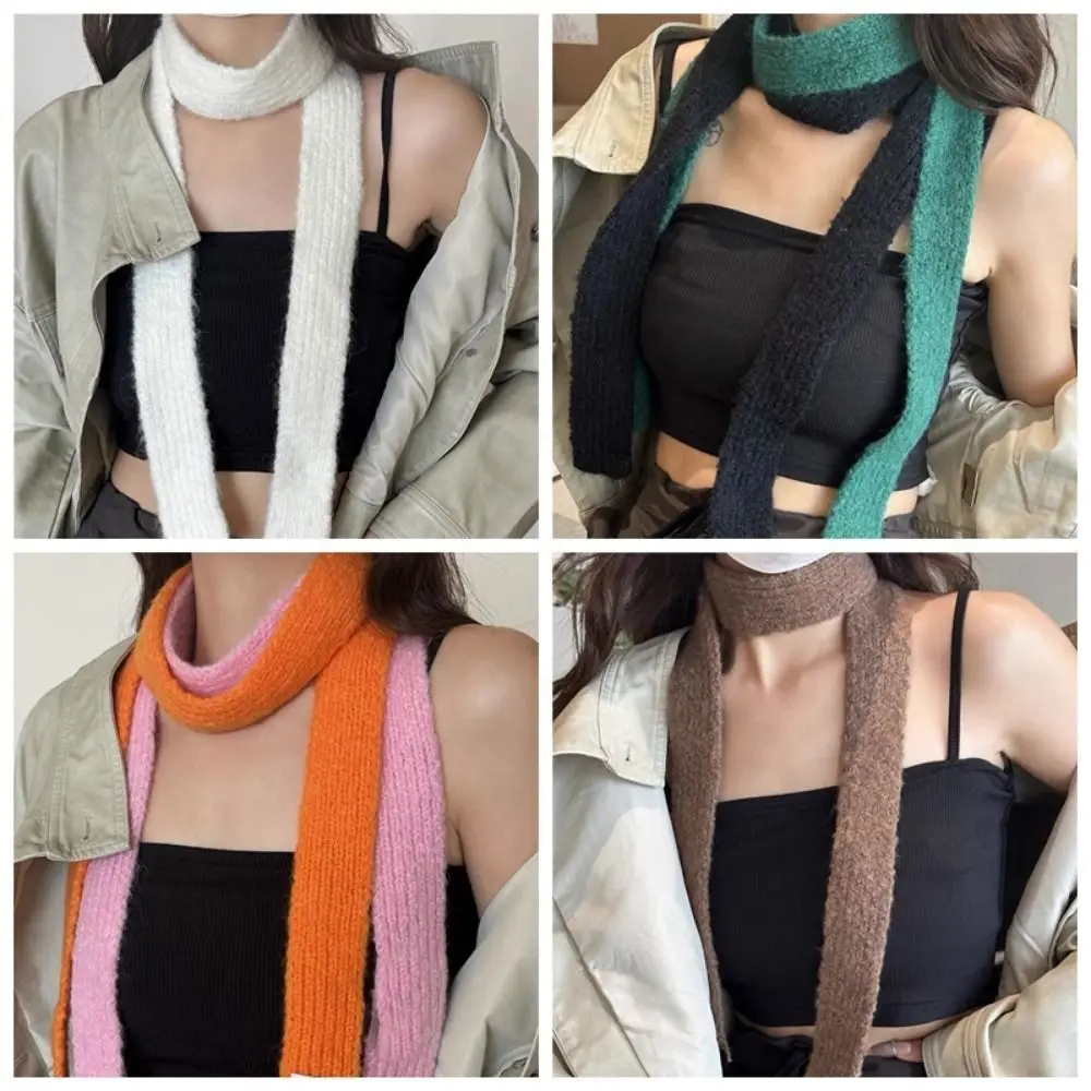 Fashion Harajuku Narrow Long Scarf Subculture Gothic Punk Y2K Knitted Scarf Casual Streetwear Choker Streamer Girl