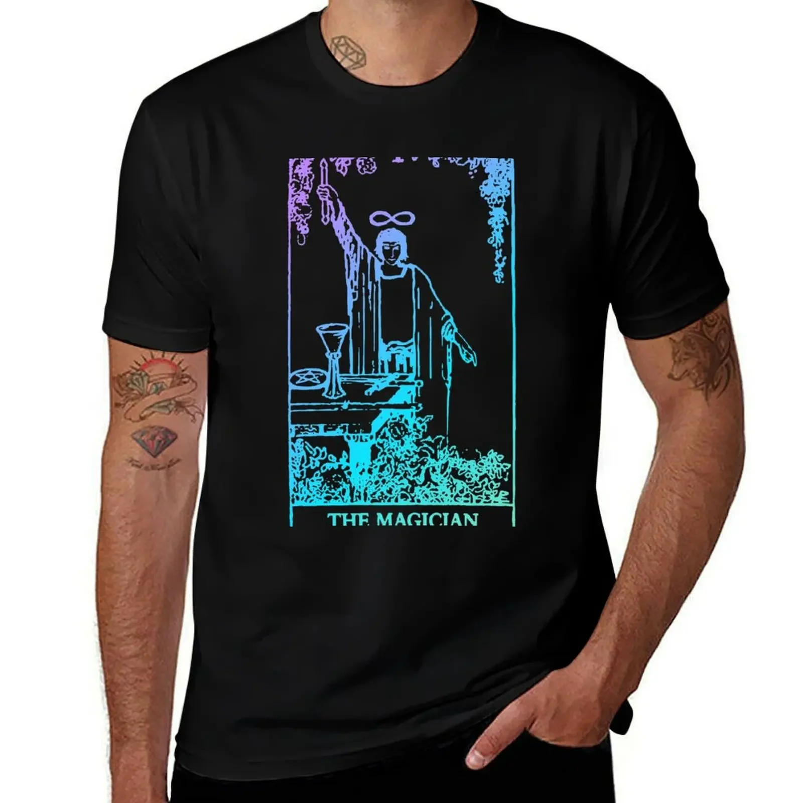 

The Magician Tarot Card Rider Waite Witchy T-Shirt heavyweights summer tops baggy shirts new edition designer t shirt men