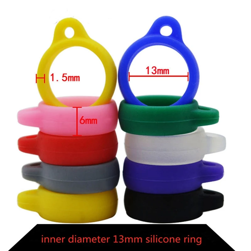 10Pcs/Set Silicone Anti-Lost Adjustable Rings Band Holder For Pens Device For Disposable E-cigarette, Random Color (13/17/20mm)