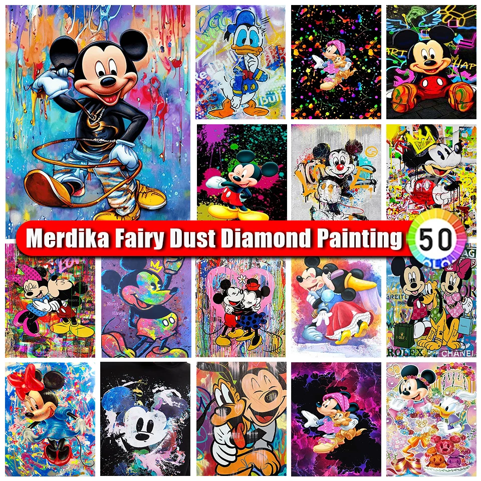 

Merdika Fairy Dust Disney Diamond Painting Mickey Mouse DIY Diamond Mosaic Embroidery Rhinestone Picture Zipper Bag Home Decor