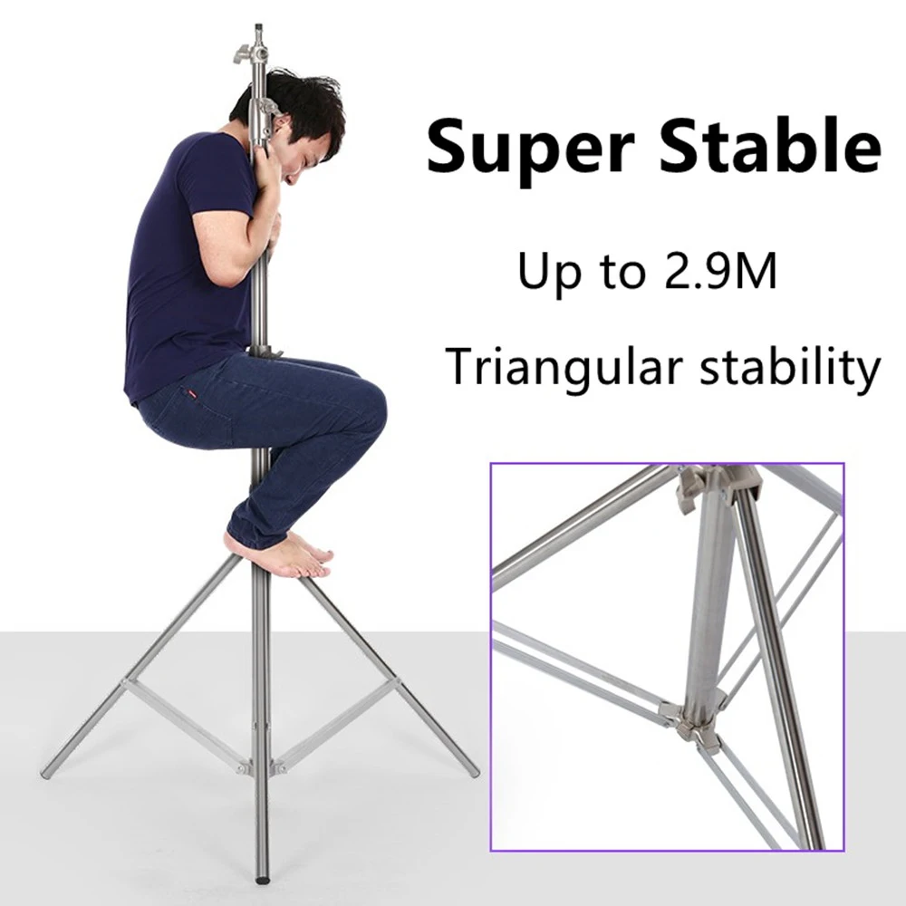 Super Stable Stainless Steel Big Tripod 2.8M Foldable Light Stand Tripod Photography For Fill Spot Light Softbox Photo Studio