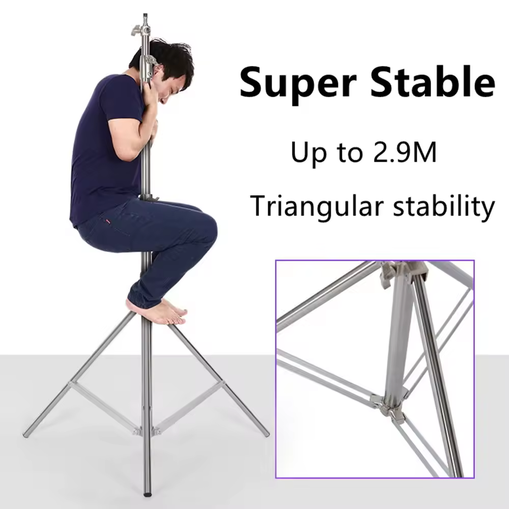 מצעד גדול מאוד מפלדת אל-חלד 2.8M מתקפל עמדת תאורה מצעד צילום למילוי תאורת נקודה סופטבוקס סטודיו צילום