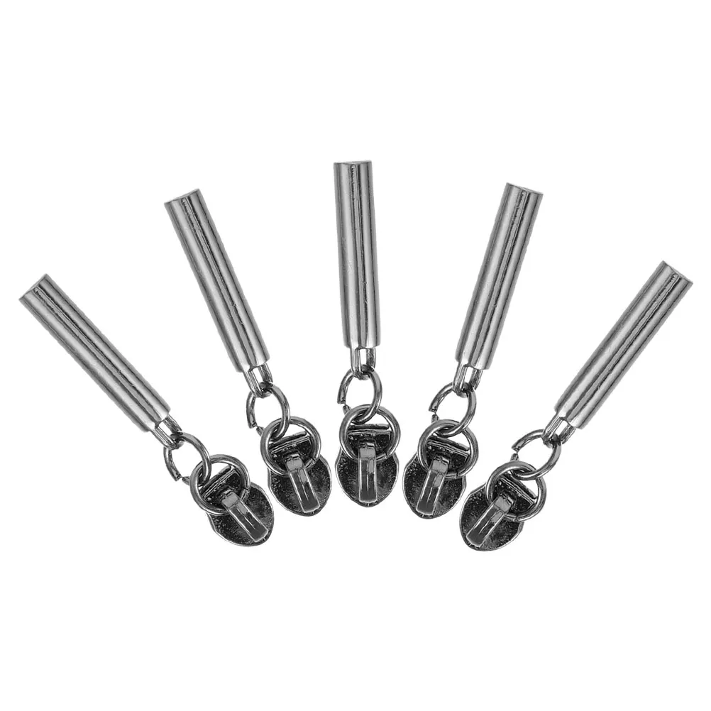 

5pcs Metal Zipper Pulls Replacement for Bags Jackets Backpacks Luggage Heavy Duty Black Detachable Practical Accessories Long
