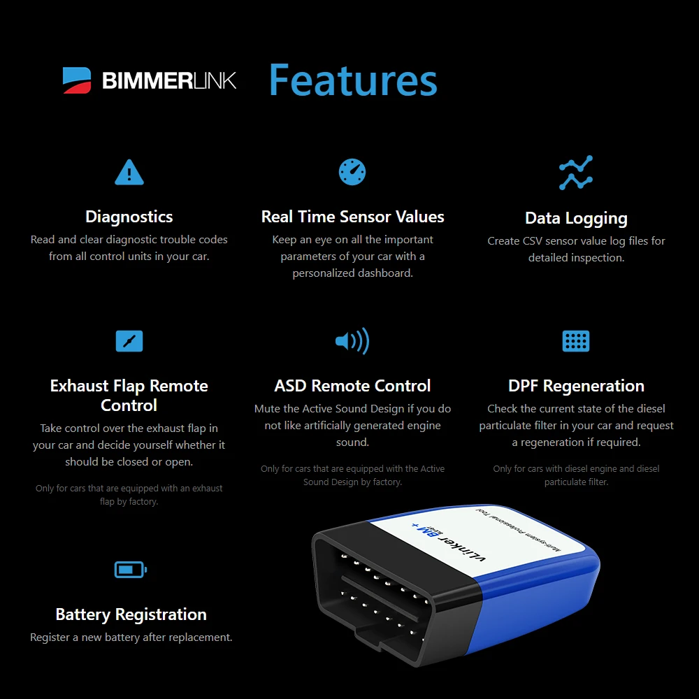 Vgate VLinker BM+/BM Bluetooth OBD2 Car Code Reader Scanner Auto Diagnostic Tools Supports OBDII Protocols for Android and IOS