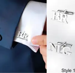 Personalizado letras iniciais abotoaduras feitas sob encomenda para homens camisa botão de aço inoxidável dos homens jóias do casamento favores convidados presente