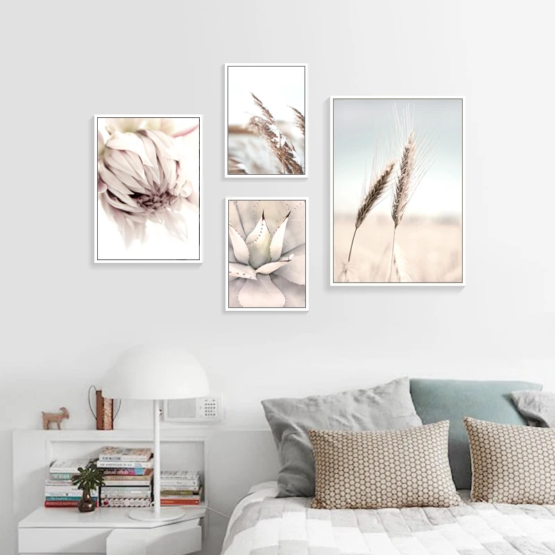

Wall Art Decoration Posters Nordic Style Plant Reed Canvas Paintings Landscape Flower For Living Room Home Cottagecore Decor