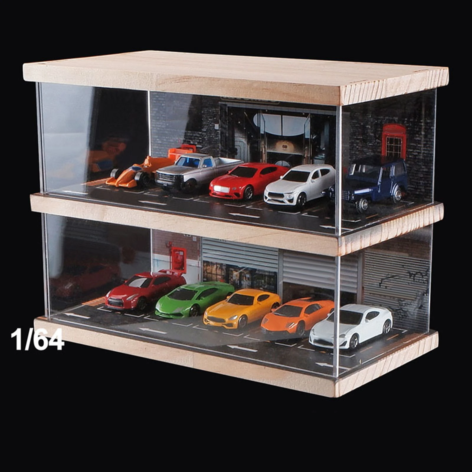 1/64 Parking Lot Display Case Protection Collectibles Mini Model Car Storage