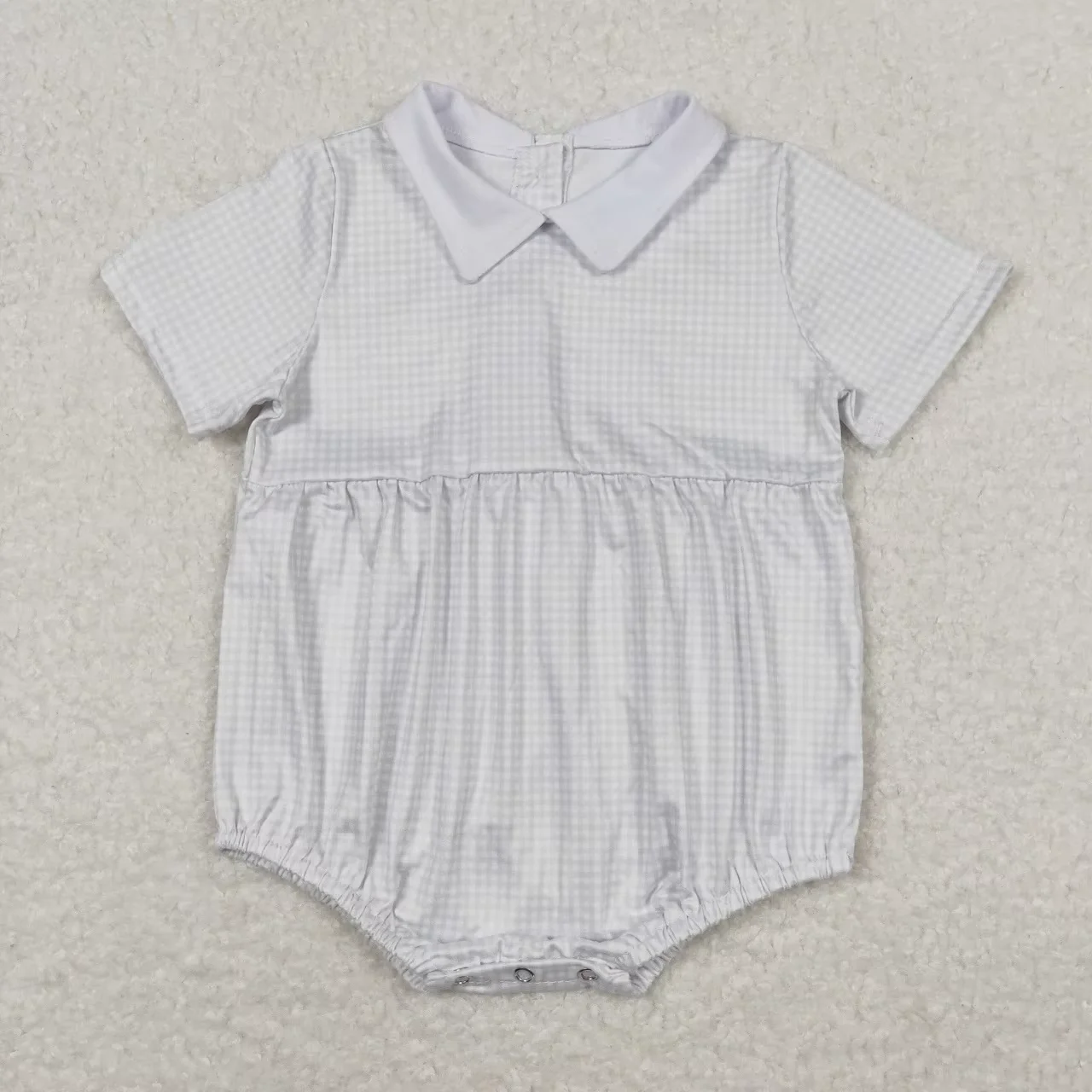 Wholesale Kids Baby Boy Plaid Jumpsuit Clothes Newborn Coverall Toddler Children Short Sleeves Buttons Romper Bodysuit SR0598