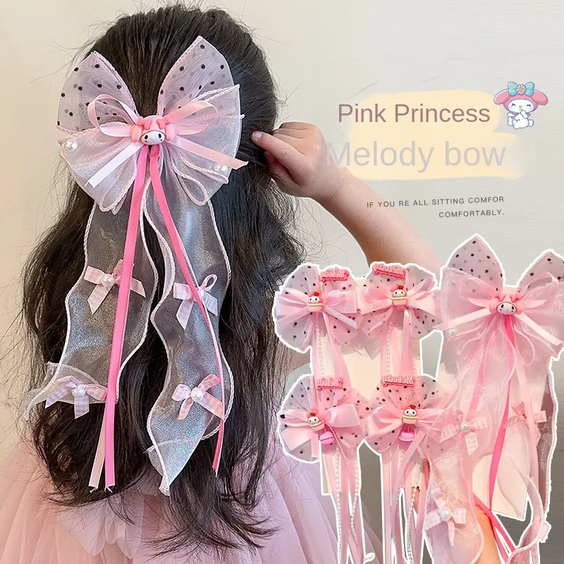 Children\'s Pink Bow Hair Clip Little Girls Hair Clip Headwear 2024 New Baby Girls Streamer Hair Accessories