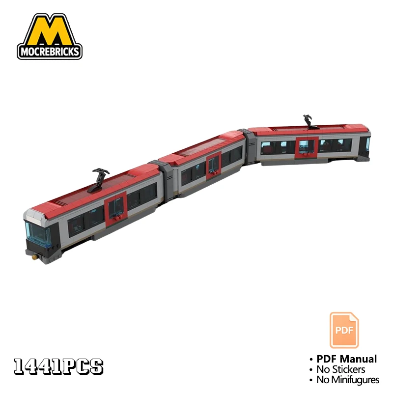 MOC Modern Articulated Metro Train Building Blocks Set Urban Commuter Subway Carriage Model Adult Collection Gift Toy