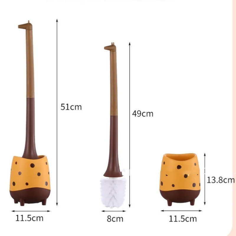 1set,Toilet brush,Cute Giraffe Toilet Brush with Soft PP Bristles,Non Dead Corner Soft Bristled Household Toilet Brush,for Bathr