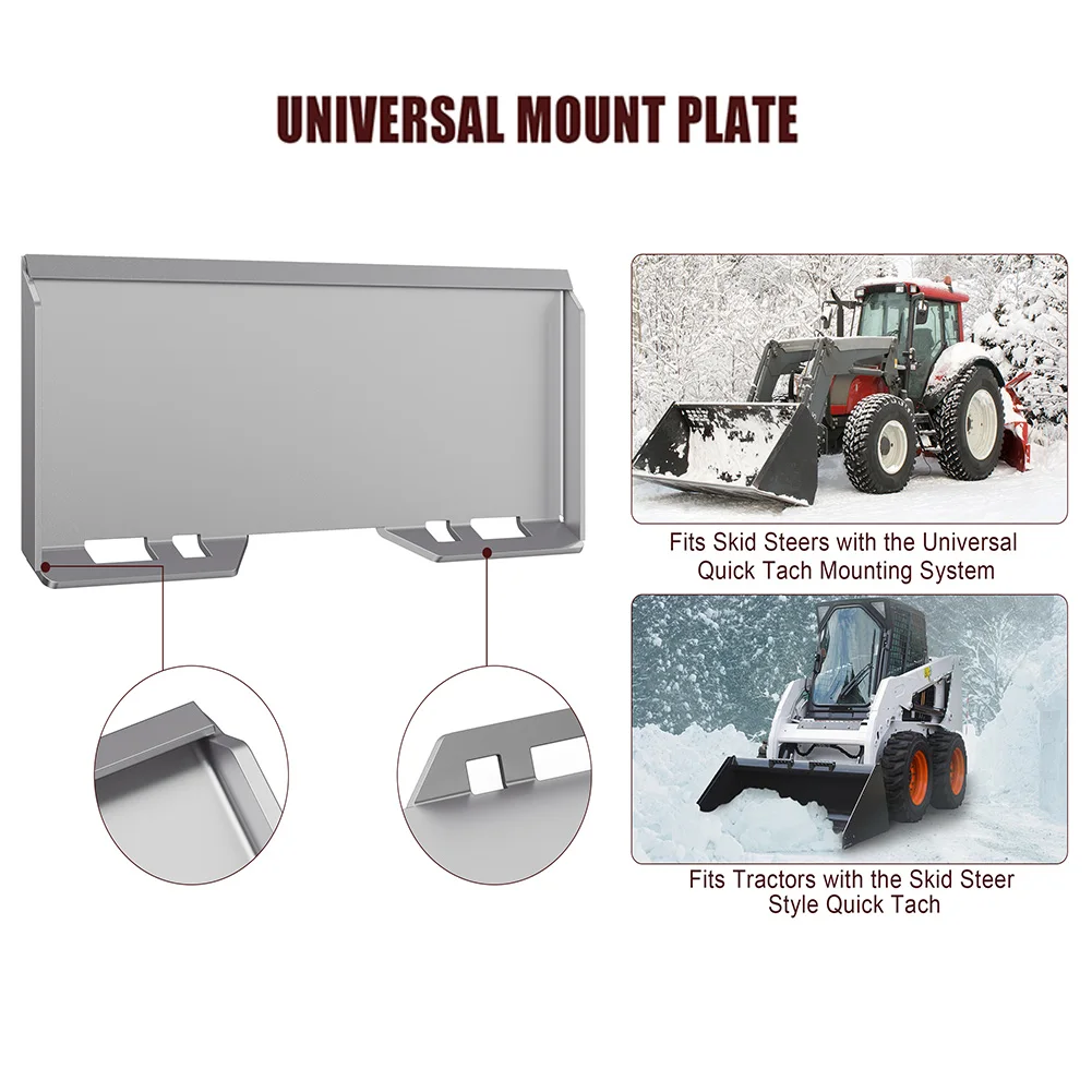 Placa de montaje de dirección deslizante, accesorio rápido Compatible con Tractor Kubota Bobcat, 1/2 ", 1/4", 3/8 ", 3/16" y 5/16"