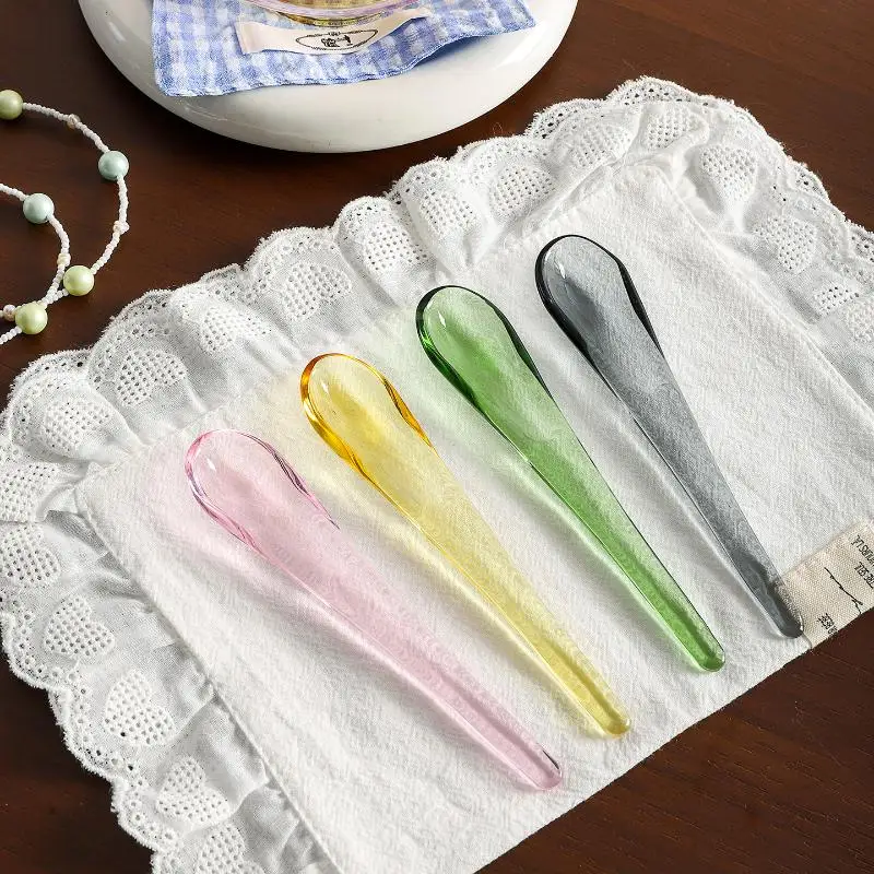Adaptable Kitchen Tool Glass Spoon Handmade Colored Glass Coffee Spoon With Ergonomic Handle Heat-resistant Stirring Bar
