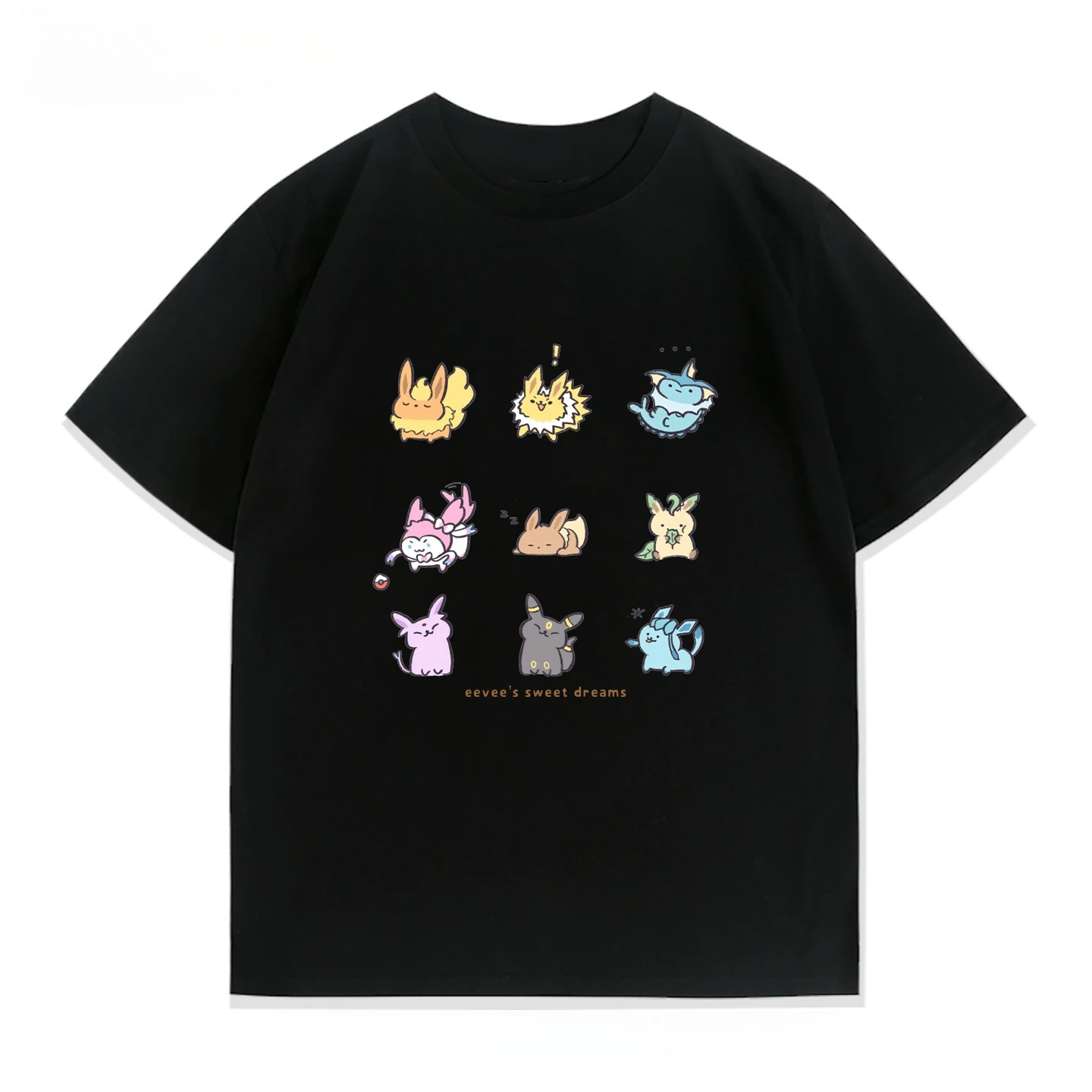 

Poteemiel Pokémon Cartoon Ibrahimovic Moon Sun Anime Short Sleeve T-Shirt Men's Women's Clothes Casual Short Sleeve