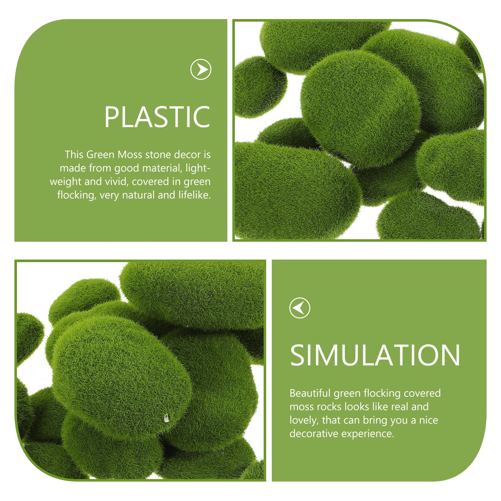 20 piezas rocas de musgo artificiales, piedras de simulación flocadas verdes para jardín de hadas, terrario, bonsái, micropaisaje, planta, pared, hogar