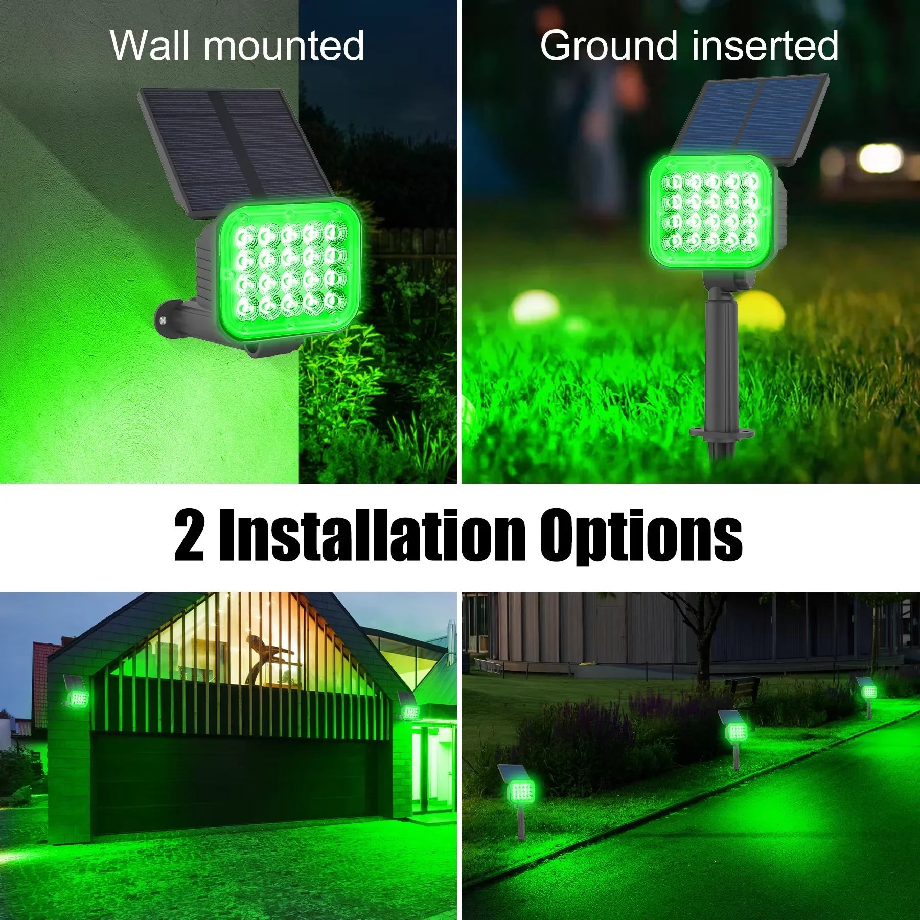 6PCS RGB Solar Light 49LEDS Green Outdoor Garden Spotlight Landscape Pathway Tree Decoration IP65 Waterproof Wall Lamp for Lawn