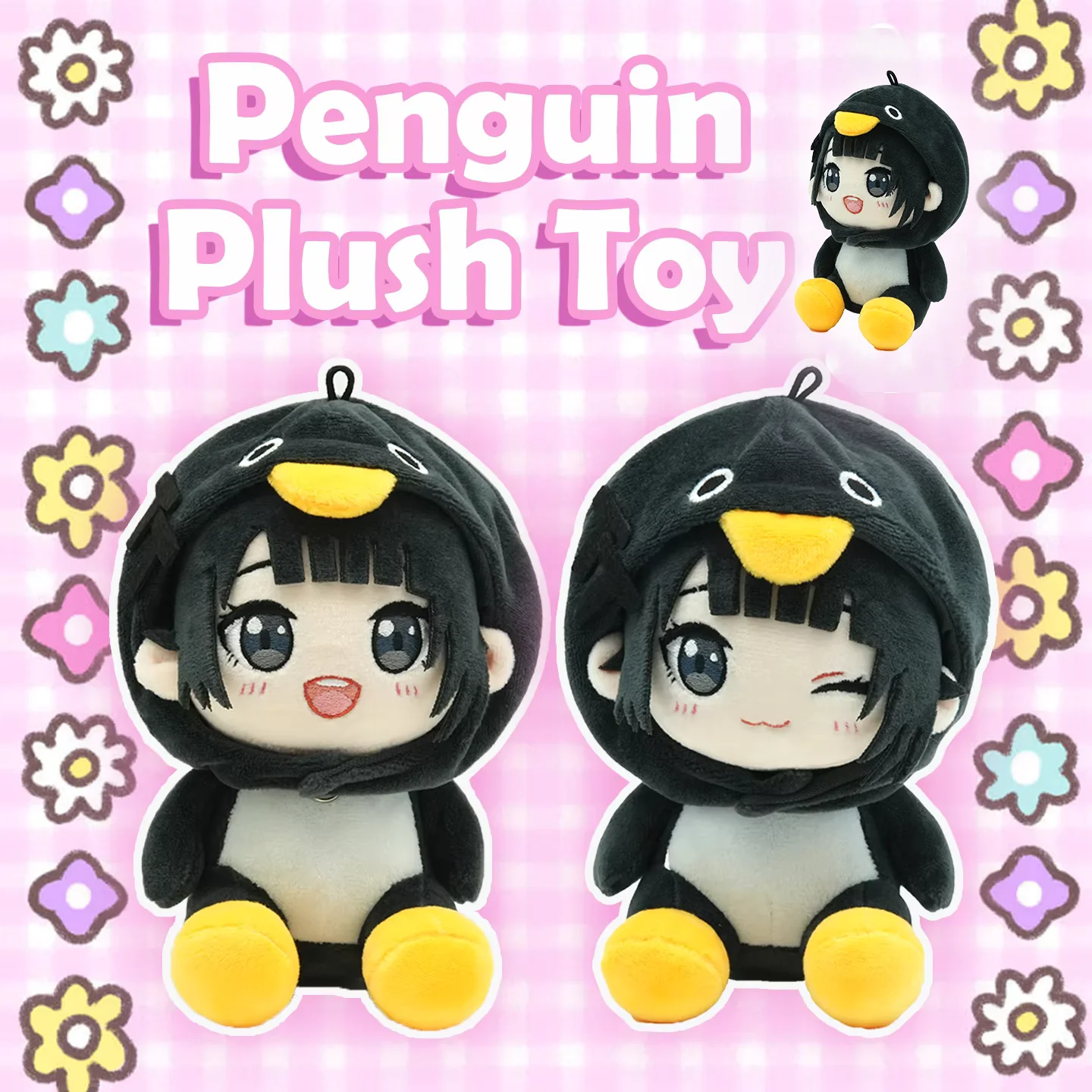 YanQing Cute Penguin Plush Toys Kawaii Gugu Gaga Penguin Stuffed Doll Cartoon Penguin Keychain Plushie Birthday Gift