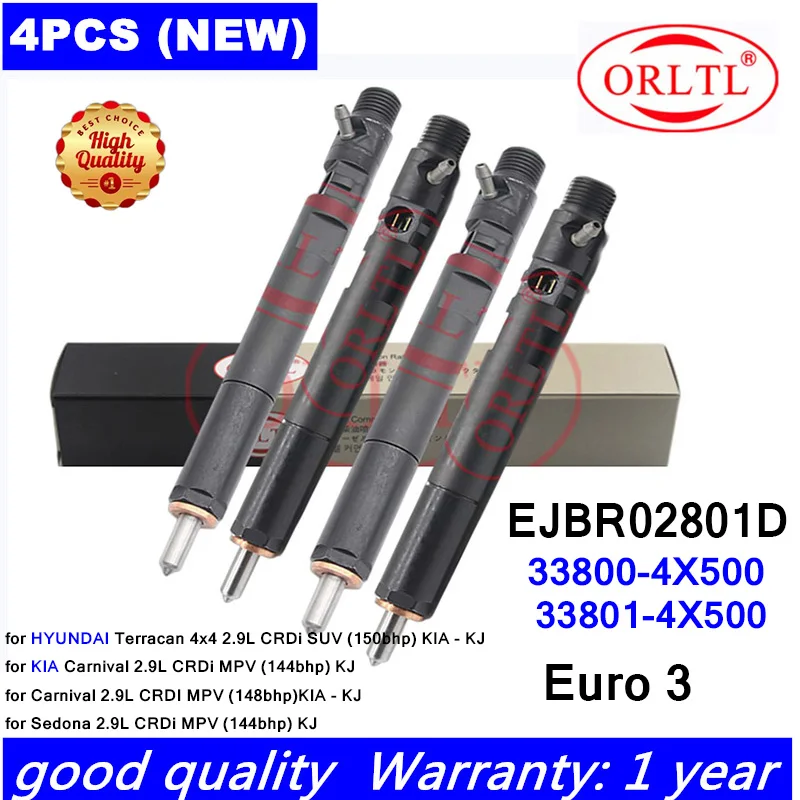 

Injector 33800-4X500 33801-4X500 EJBR02801D for KIA HYUNDAI NOZZLE L097PBD L097PRD VALVE 9308-621C Repair Kits 7135-659 Diesel