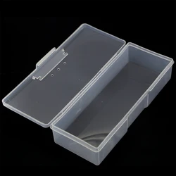 1pc Plastic Transparent Nail Art Storage Box Rectangle Nail Rhinestone Brush Pen Buffer Grinding Files Organizer Container Case