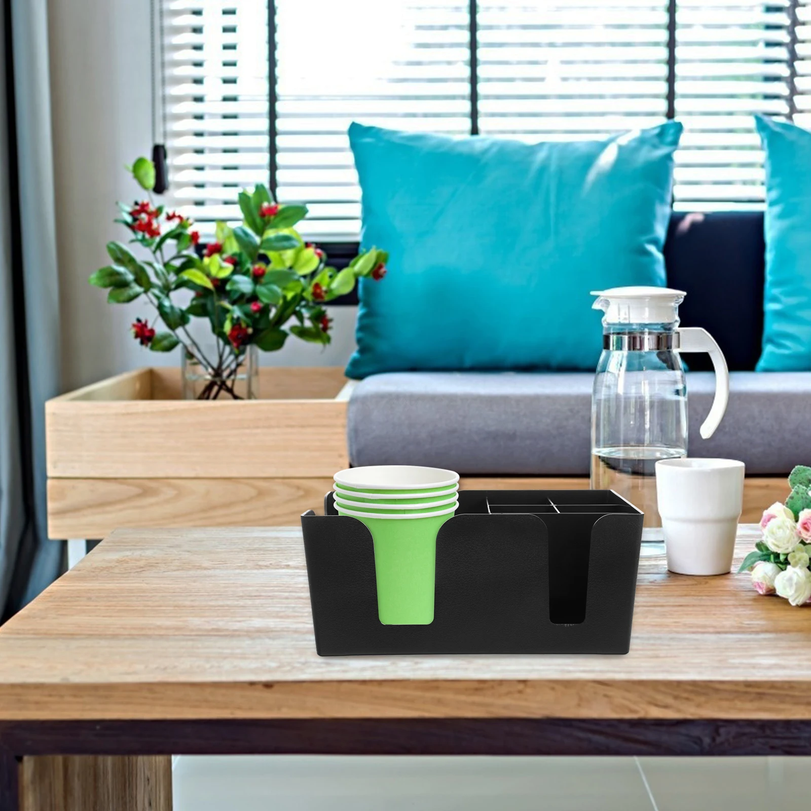 

Countertop Coffee Cup Organizer Multi-Compartment Storage Rack for Home Restaurants Convenience Stores Elegant PP Material Paper