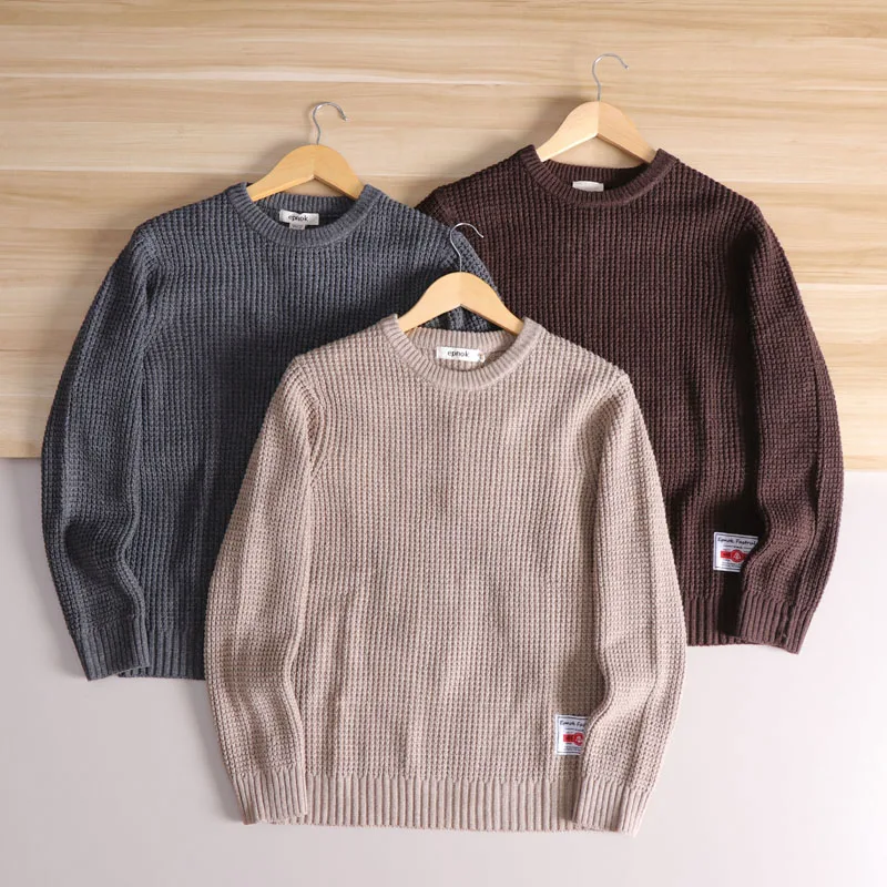 

Высококачественный тяжелый мужской вязаный свитер с узором «елочка», однотонный, повседневный, круглый, Ne Winter Faion Urban Sle, длинный...