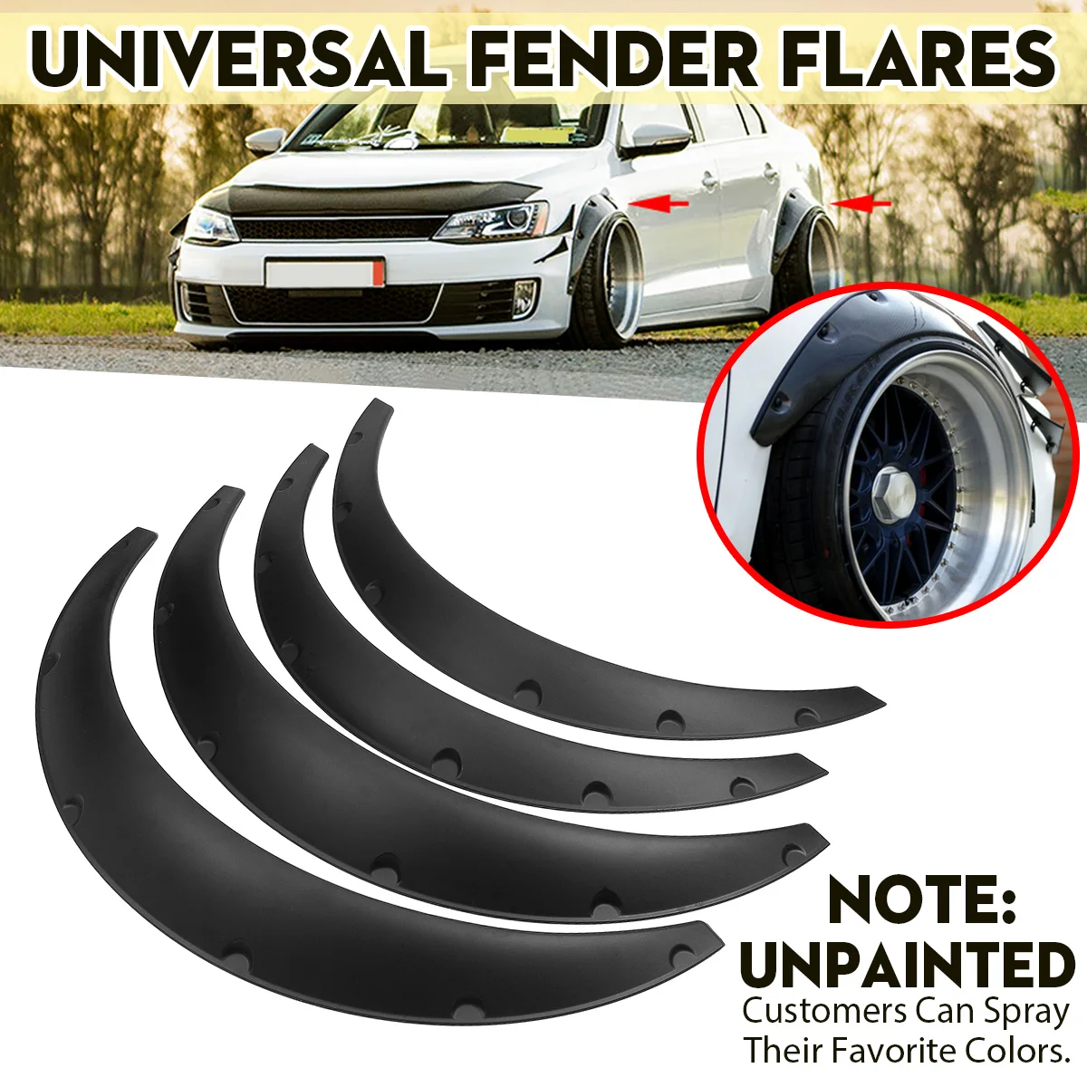 Universal 4pcs Car Mudguard Mud Guard For Fender Flares Flexible Wheel Eyebrow Wheel Arches For Benz For BMW For Honda