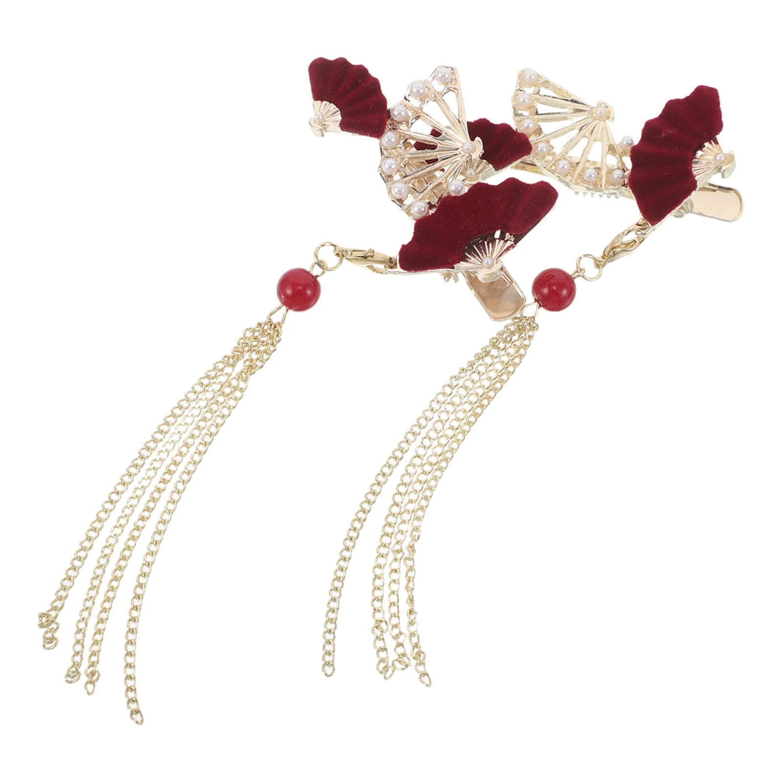 

2 Pcs Decorative Hair Clips Chinese Style Cute Pins Flower Tassel Alligator Asian Bobby Wedding
