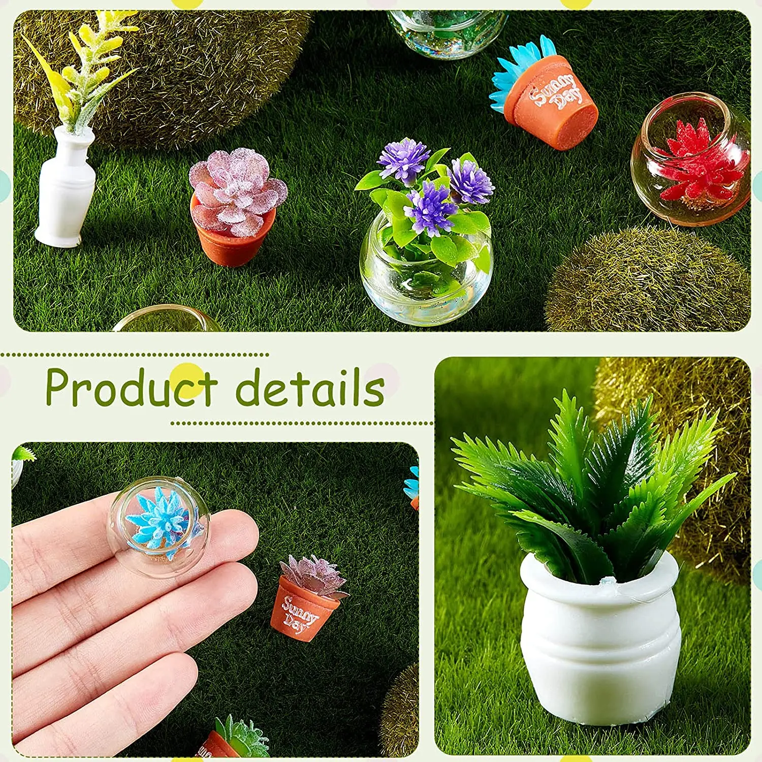 Puppenhaus-Pflanze, Miniatur-Bonsai-Pflanze, Mini-Topfpflanze, Blumenmodell, kleines gefälschtes grünes dekoratives Spielzeughaus – Detail 9