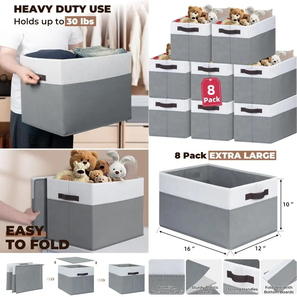 

Extra Large Foldable Storage Bins for Clothes, Toys, and Blankets - Ideal for Dorm Rooms and Shelves