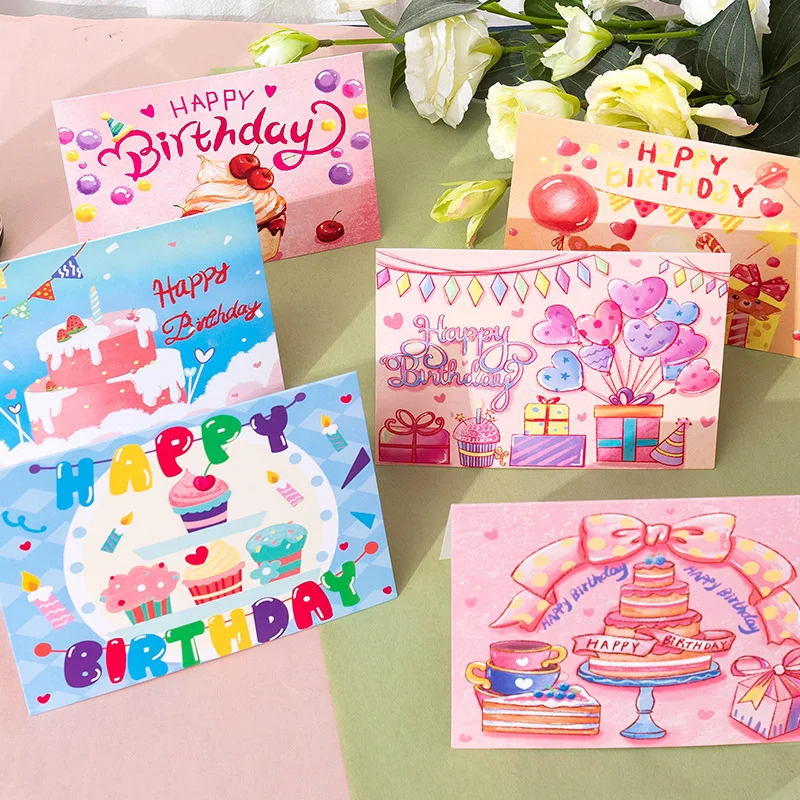 5PCS Happy Birthday Card Colorful Greeting Card Gift for Kids Birthday Party Gift of Friend Birthday Tarjetas De Invitacion