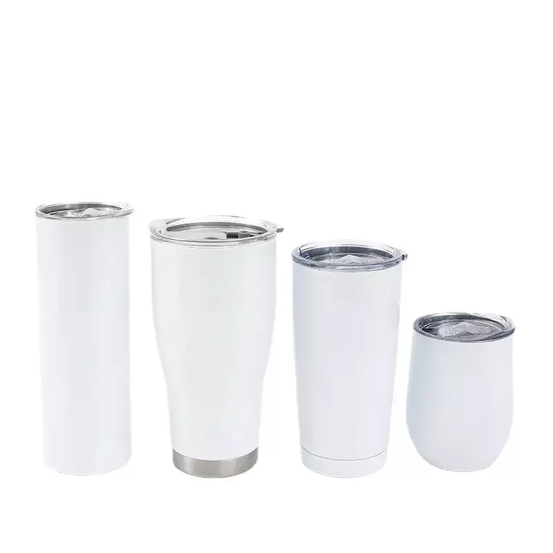 Sublimation Blanks 30oz 12oz 20oz Skinny Straight Tumblers Stainless Steel Double Wall Coffee Drink Water Bottle for Custom Logo