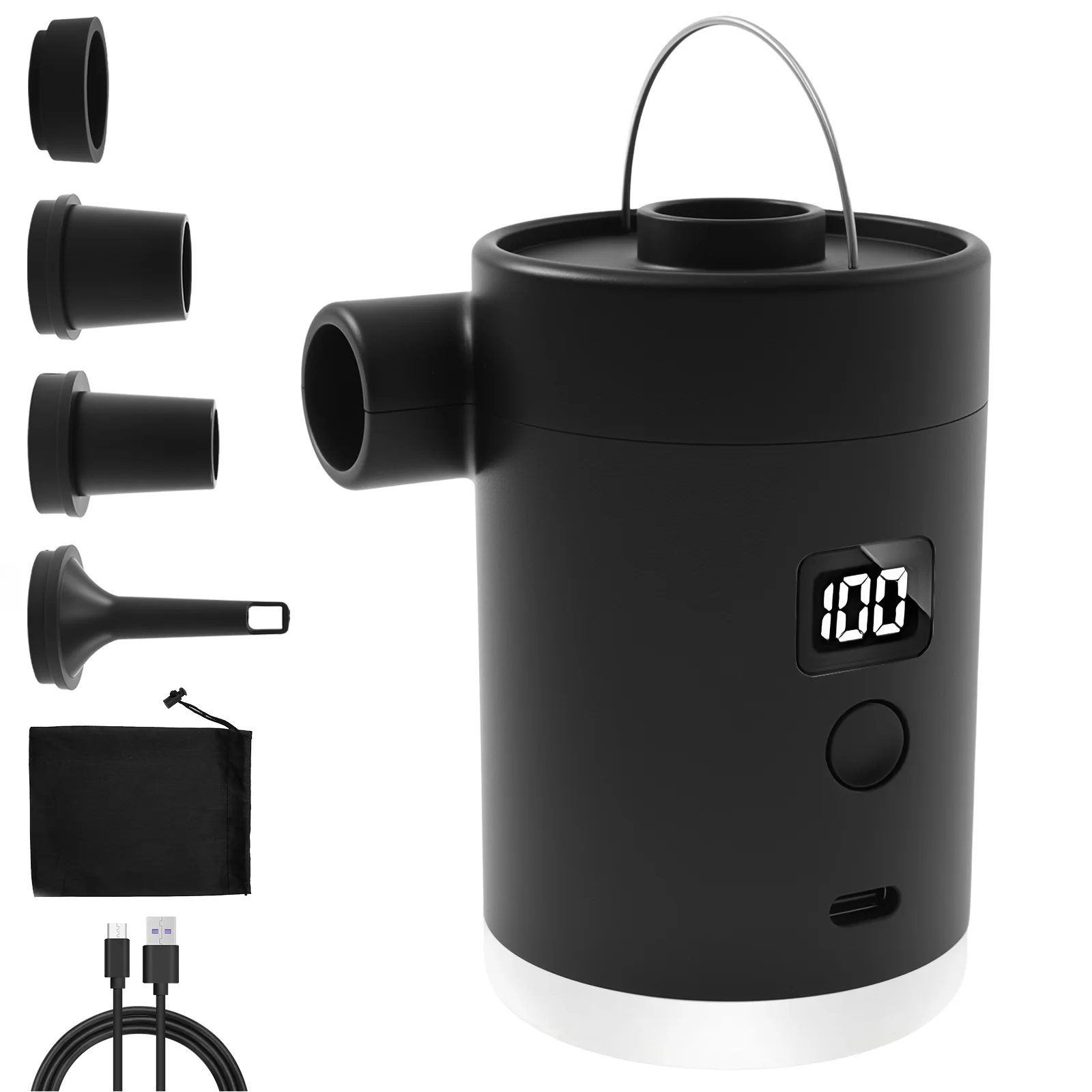 Pompa di gonfiaggio wireless portatile Mini pompa d'aria da esterno con display digitale di alimentazione e LED per cuscino d'aria per sacco sottovuoto da campeggio NOVITÀ
