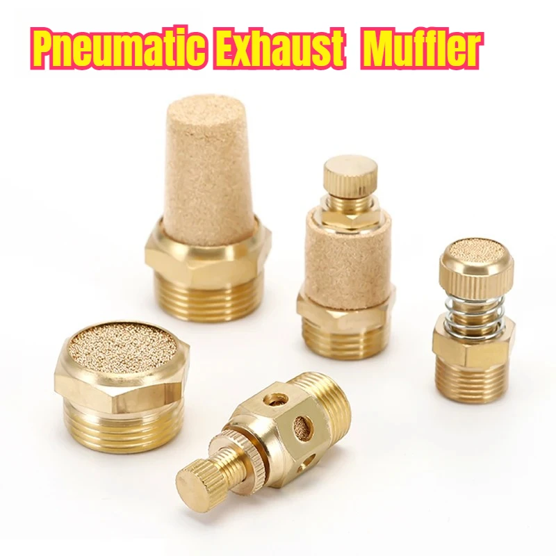 Pneumatischer Auspuff-Schalldämpfer, Anti-Knister-Messing, verstellbar, lang/kurz, BSL 1/8 1/4 3/8 1/2 BSP Außengewinde für Luftgeräuschreduzierer