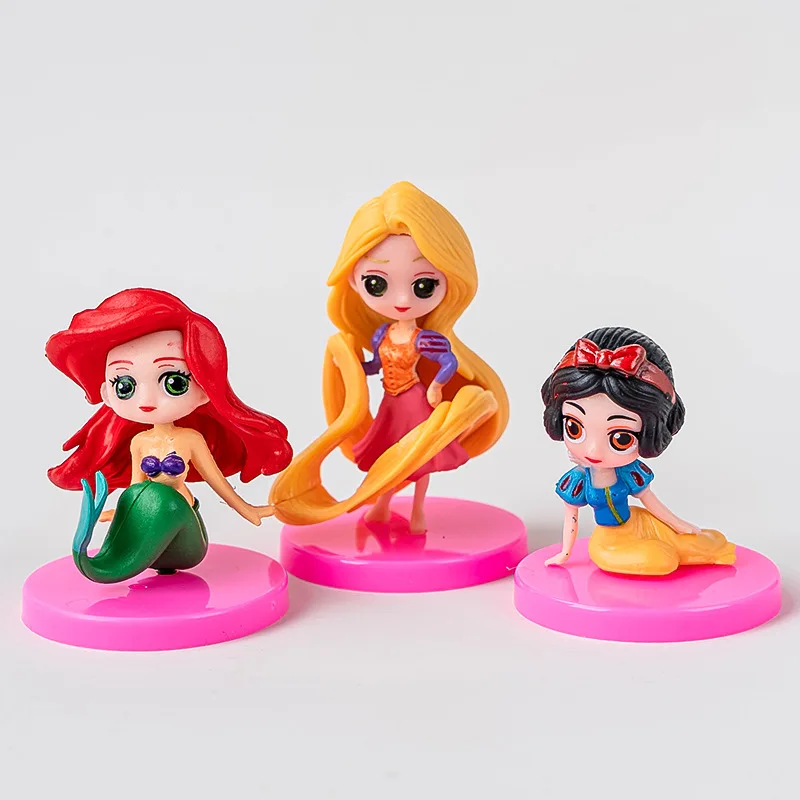 دمية ديزني سنو وايت ، إلسا أريل ، كرتون كاواي ، زخارف سطح مكتب أطفال لطيفة ، داخل السيارة ، هدية تزيين ، 8 * كعك لكل مجموعة #4