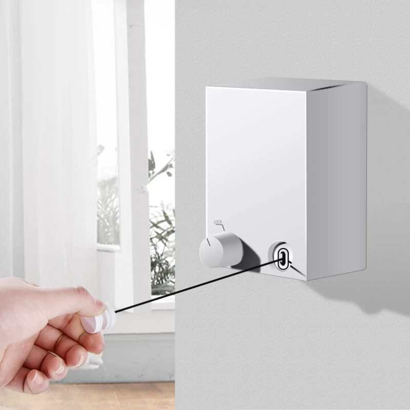 Retrátil Wall Hanging Varal, Indoor Steel Wire, Invisible Cabide, Secagem Rack, Hotel, Sem Soco, Hotel