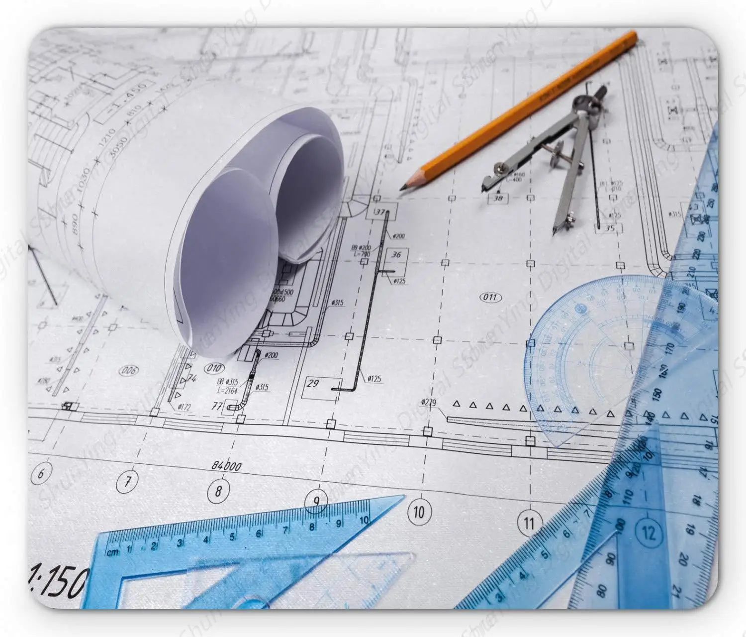 

Engineer Mouse Pad Anti Slip Rubber Computer Mouse Pad For Architectural Design And Work Tool Planning Construction Drawings