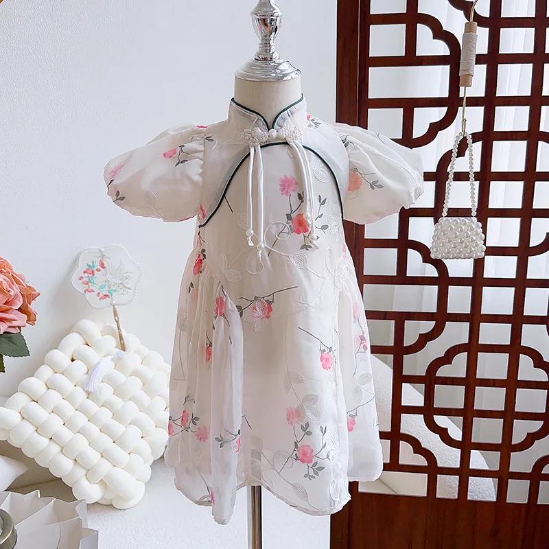 Children's Clothing Girls' Dress2024Summer New Children's Princess Dress Baby Summer Dress Children's Cheongsam Dress-WSNY