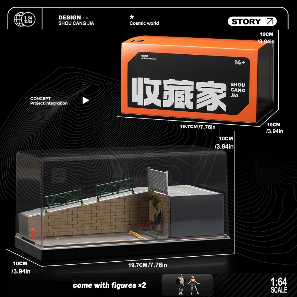 1/64 Steile Helling Model Parkeren SpaceScenes en Action Figure Accessoires Model Parkeren Gesimuleerde Decoratie Scène (zonder auto)