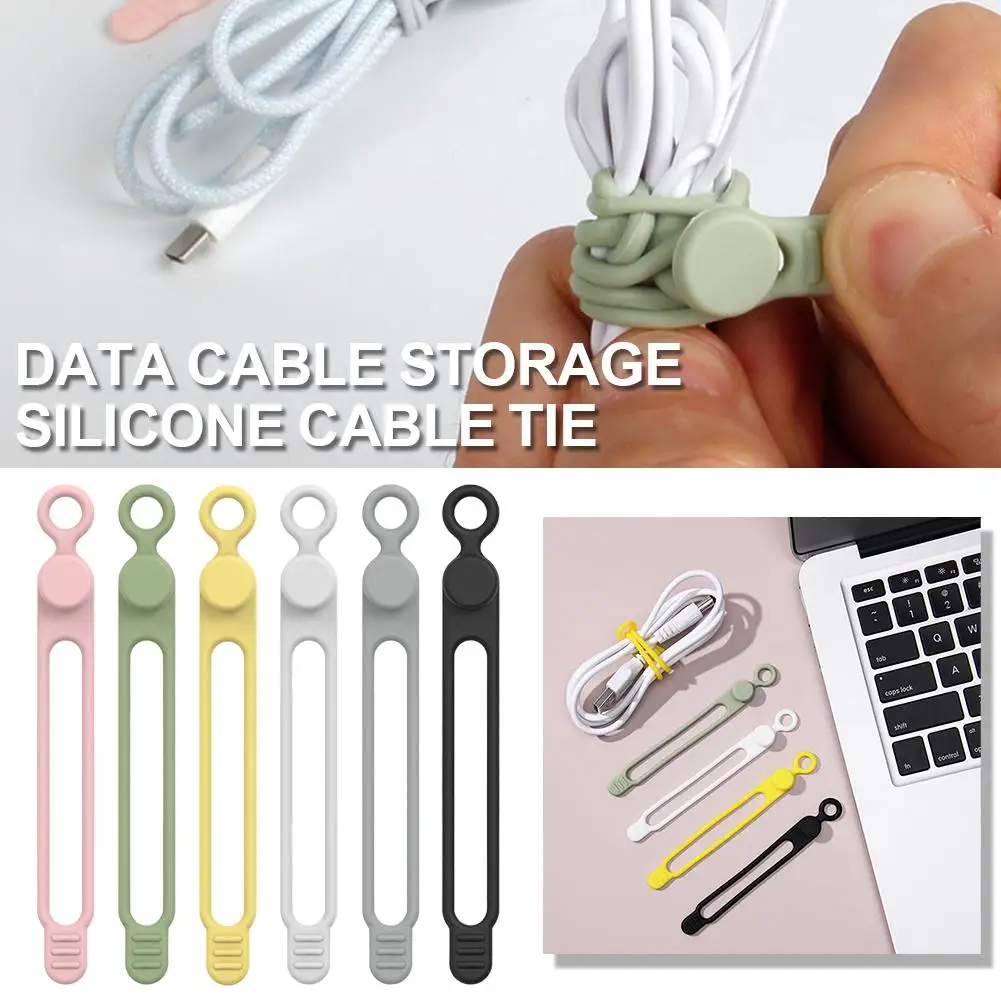 كابل بيانات تخزين ربطة كابل سيليكون للهواتف اللوحية ماوس سماعة قابل للتعديل قابلة لإعادة الاستخدام مشبك كابلات لشحن الكابلات