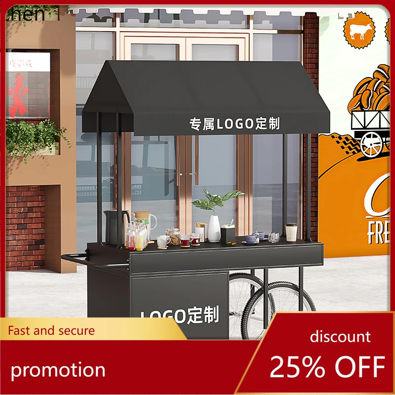 

ZML mobile coffee stall cart supermarket stall display stand truck wrought iron stall cart