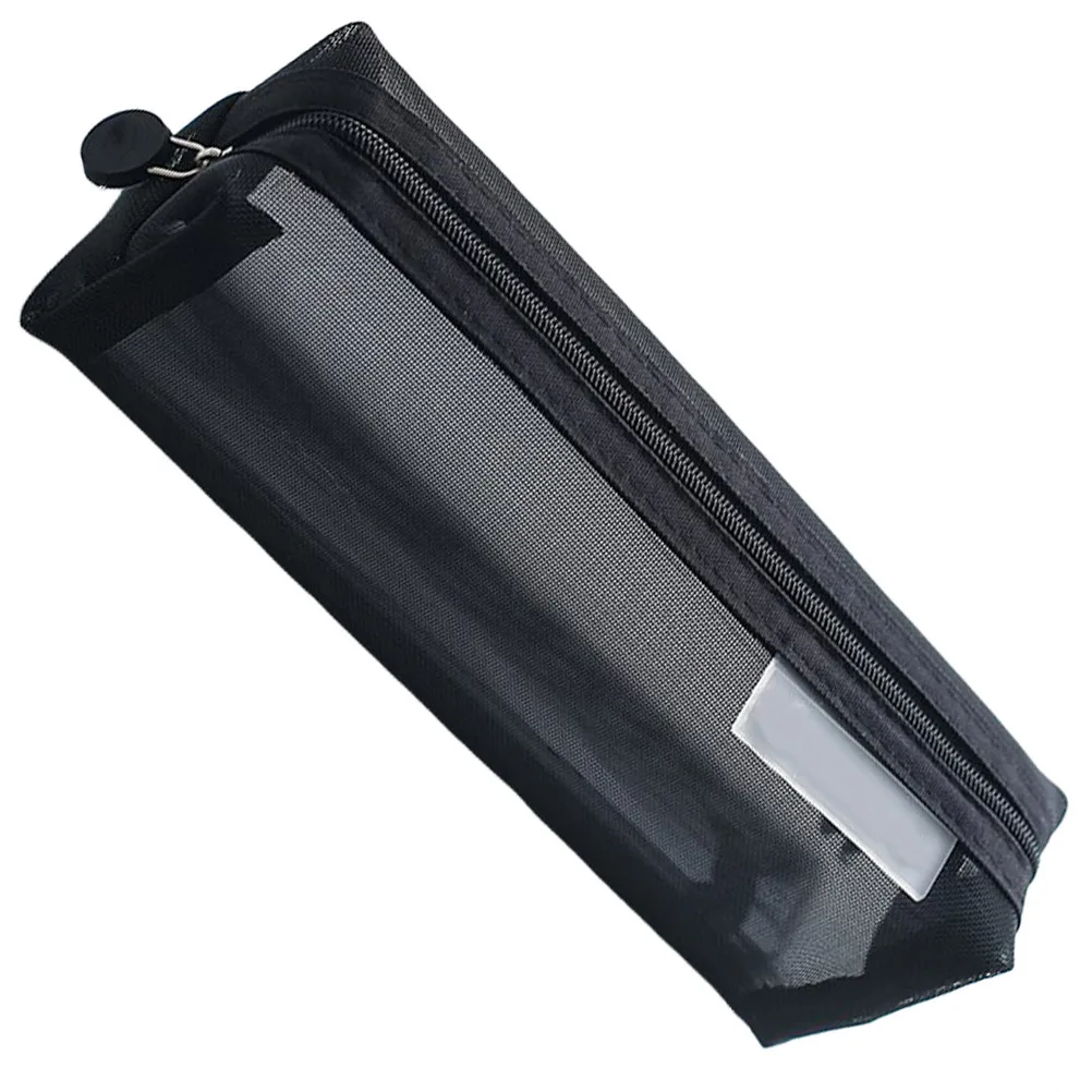 Transparent Mesh Pencil Case Nylon Material Lightweight Strong Zipper Closure for Pens Pencils Erasers Cards Coins Keys School